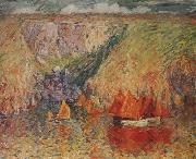 John Russell Fishing boats,Goulphar Germany oil painting artist